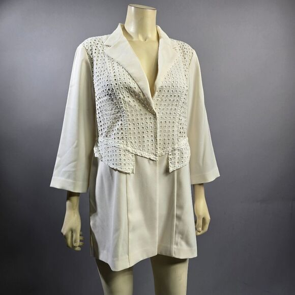 Chico's Jackets & Blazers - Chico's Cream Textured Blazer R7